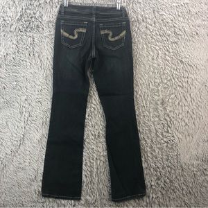 Revolt Jeans Womens Size 3 Black Whiskered Straight Leg Embroidered Denim